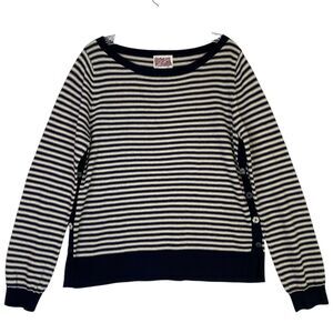 Rosie Neira Cashmere blend Sweater Women L Blue White Striped Nautical Preppy